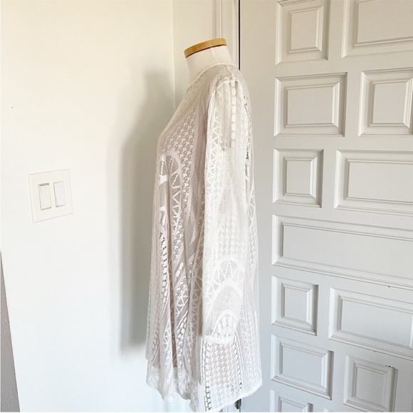BCBGMaxAzria Natyly Cream White Ivory Lace Shift Dress Long Sleeve Size Medium - Picture 7 of 16